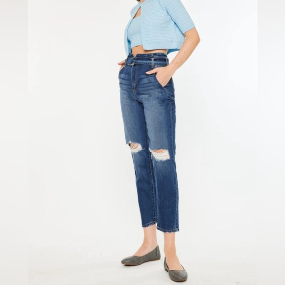 KANCAN Blossom Ultra High Rise Belted Mom Jeans - Picture 16 of 16